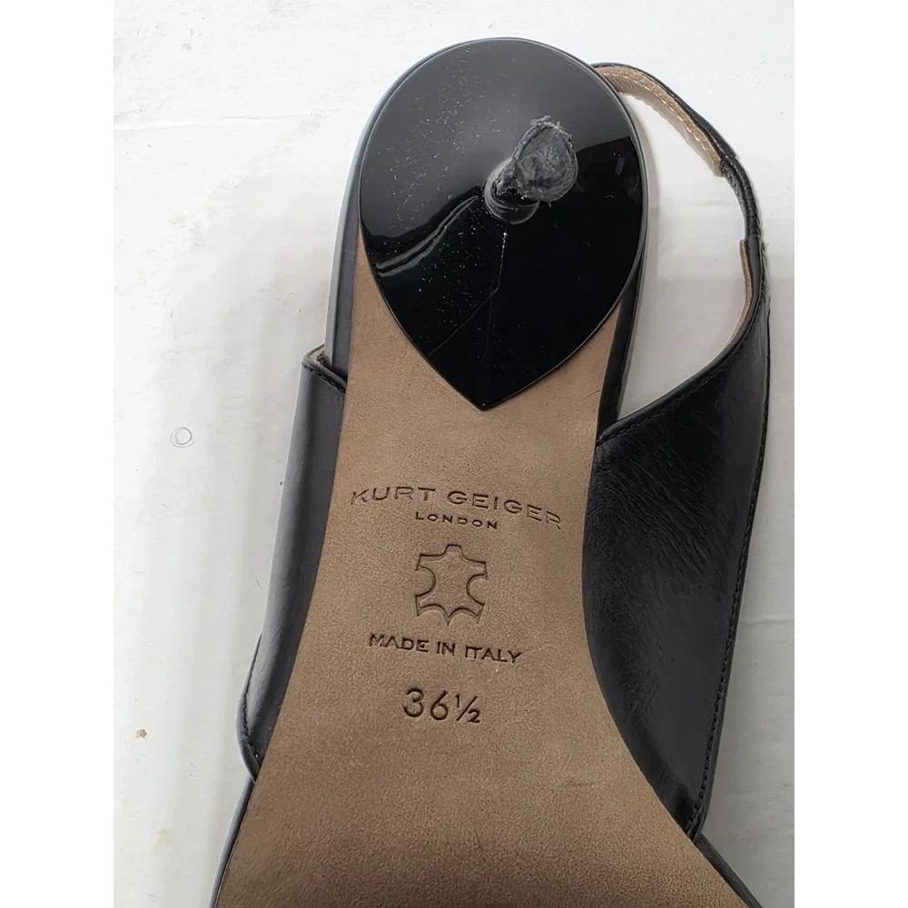 Kurt Geiger London‎ Black Slingback Heels EU 36.5 Made In Italy Leather Stiletto
